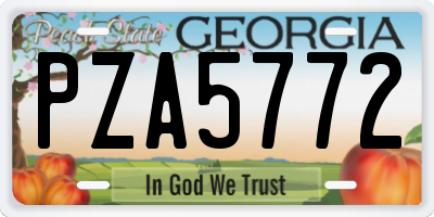 GA license plate PZA5772