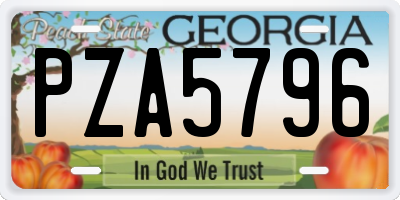 GA license plate PZA5796
