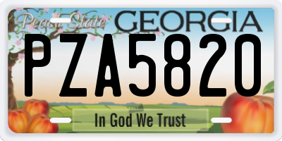 GA license plate PZA5820