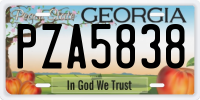 GA license plate PZA5838
