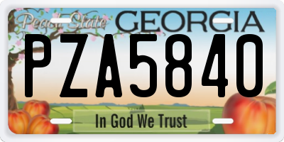 GA license plate PZA5840