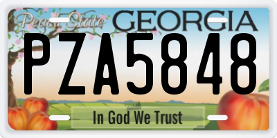 GA license plate PZA5848