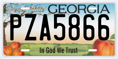 GA license plate PZA5866