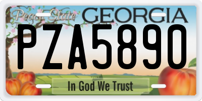 GA license plate PZA5890