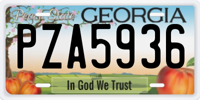 GA license plate PZA5936