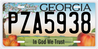 GA license plate PZA5938