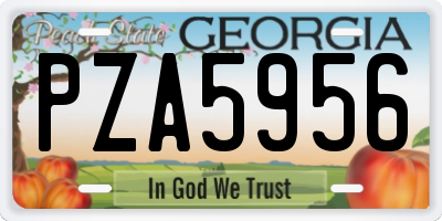 GA license plate PZA5956