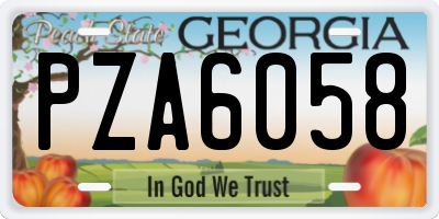 GA license plate PZA6058