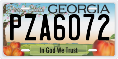 GA license plate PZA6072