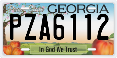 GA license plate PZA6112