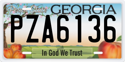 GA license plate PZA6136