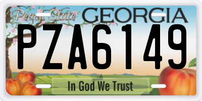 GA license plate PZA6149