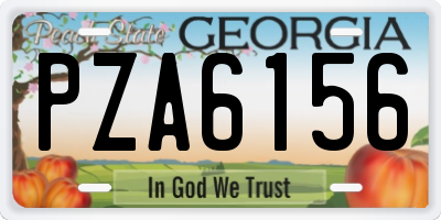 GA license plate PZA6156