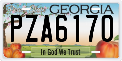 GA license plate PZA6170
