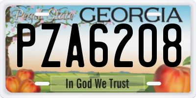 GA license plate PZA6208