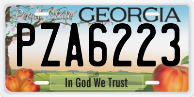 GA license plate PZA6223