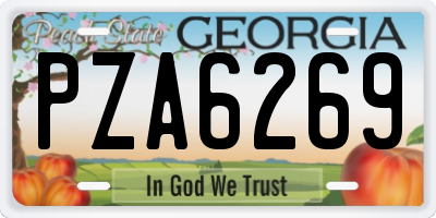 GA license plate PZA6269