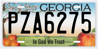 GA license plate PZA6275