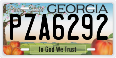 GA license plate PZA6292