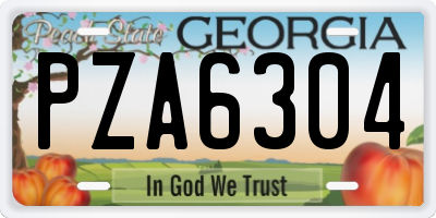 GA license plate PZA6304