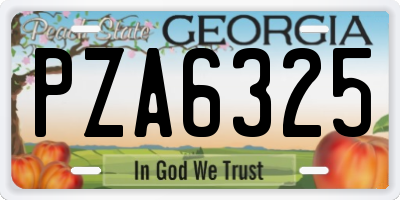 GA license plate PZA6325