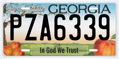 GA license plate PZA6339