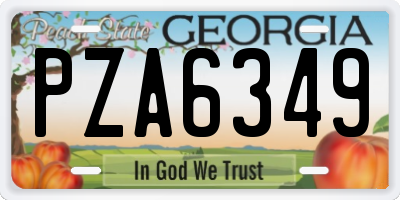 GA license plate PZA6349