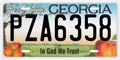 GA license plate PZA6358