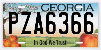 GA license plate PZA6366
