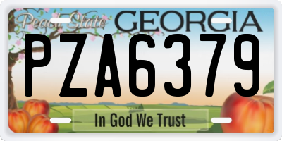 GA license plate PZA6379