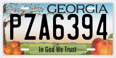 GA license plate PZA6394