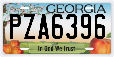 GA license plate PZA6396