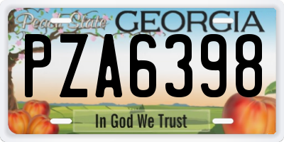 GA license plate PZA6398
