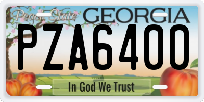 GA license plate PZA6400