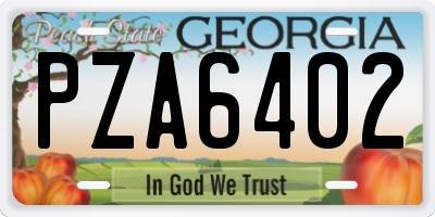 GA license plate PZA6402