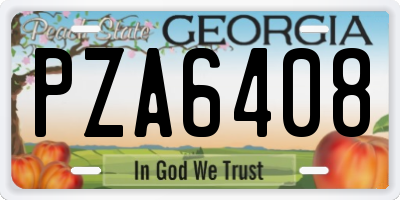 GA license plate PZA6408