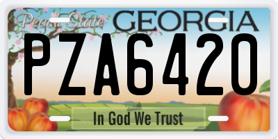 GA license plate PZA6420