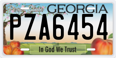 GA license plate PZA6454