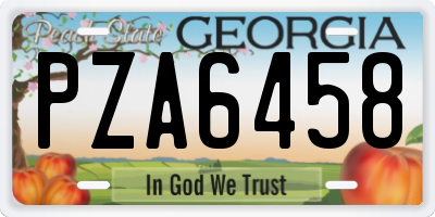 GA license plate PZA6458