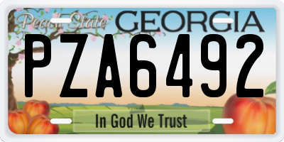 GA license plate PZA6492