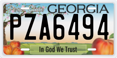 GA license plate PZA6494