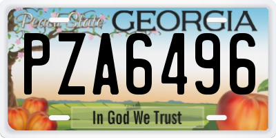 GA license plate PZA6496