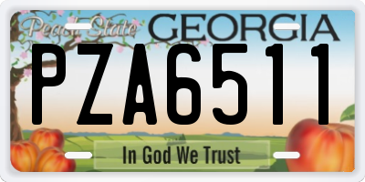 GA license plate PZA6511