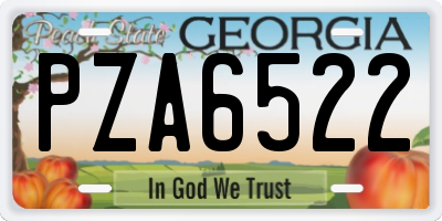 GA license plate PZA6522