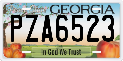 GA license plate PZA6523