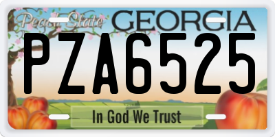 GA license plate PZA6525