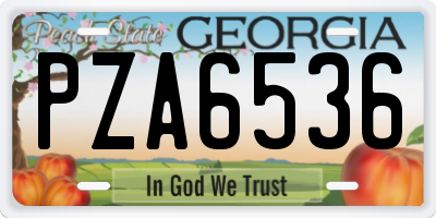 GA license plate PZA6536