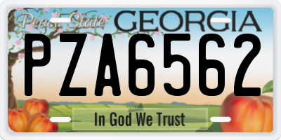 GA license plate PZA6562