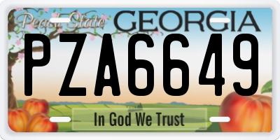 GA license plate PZA6649