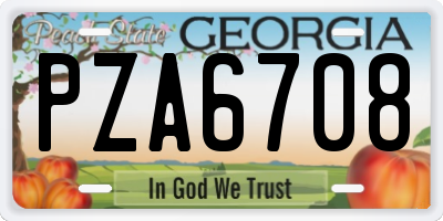 GA license plate PZA6708